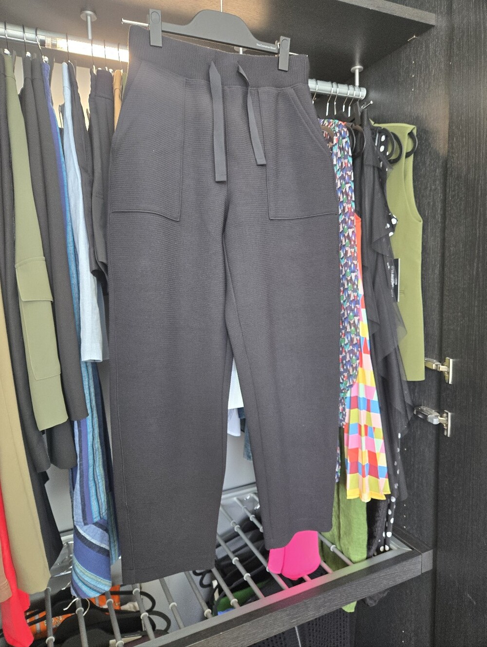 SPANX Black Ribbed Drawstring Jogger Pants